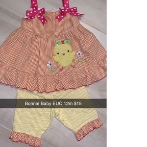 Seersucker Bonnie Baby sun dress with capri pants